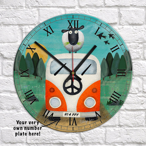Boozys Campervan Holiday Orange - Camper Art Clock